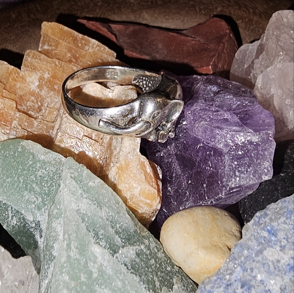 Vintage Stamped Sterling Silver Elephant Articulated Hinged Trunk Legs Ring 5½ - Picture 15 of 16